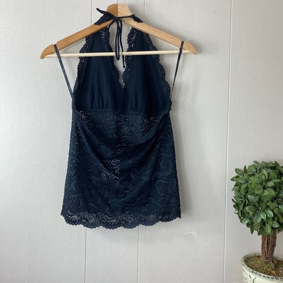 NWT Bebe Black Halter Lace Top Size Large - Picture 5 of 8
